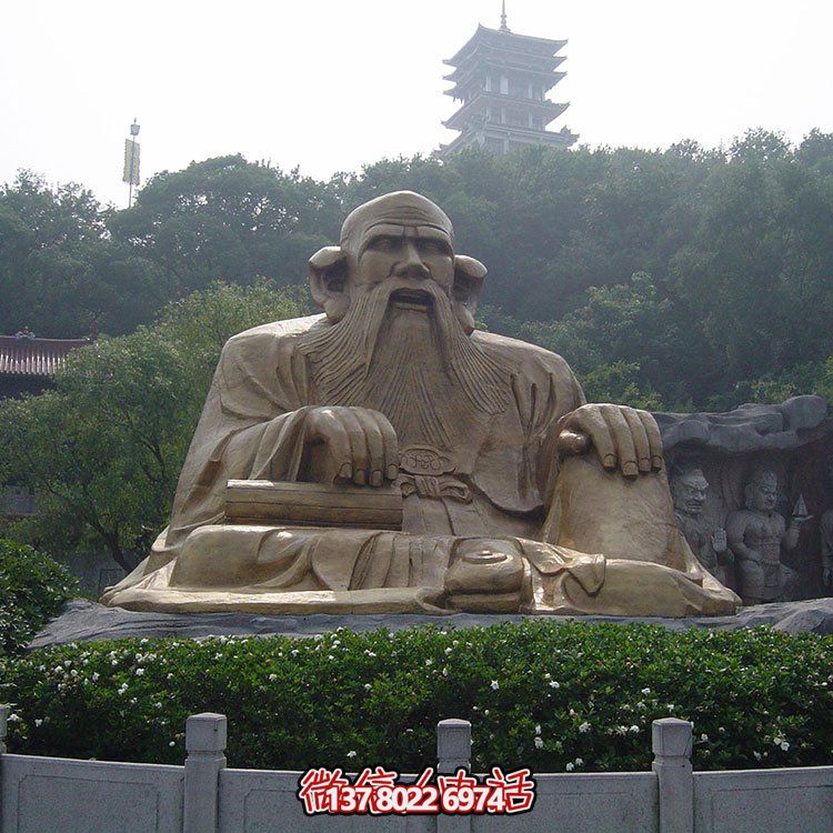 廣場景區(qū)大型銅雕老子，戶外仿銅古代人物雕塑